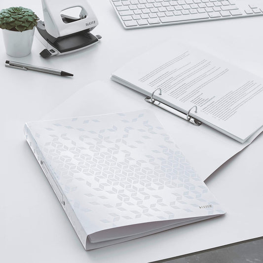 LEITZ Classeur à anneaux WOW, A4, PP, 2 anneaux, blanc - Cartouchify