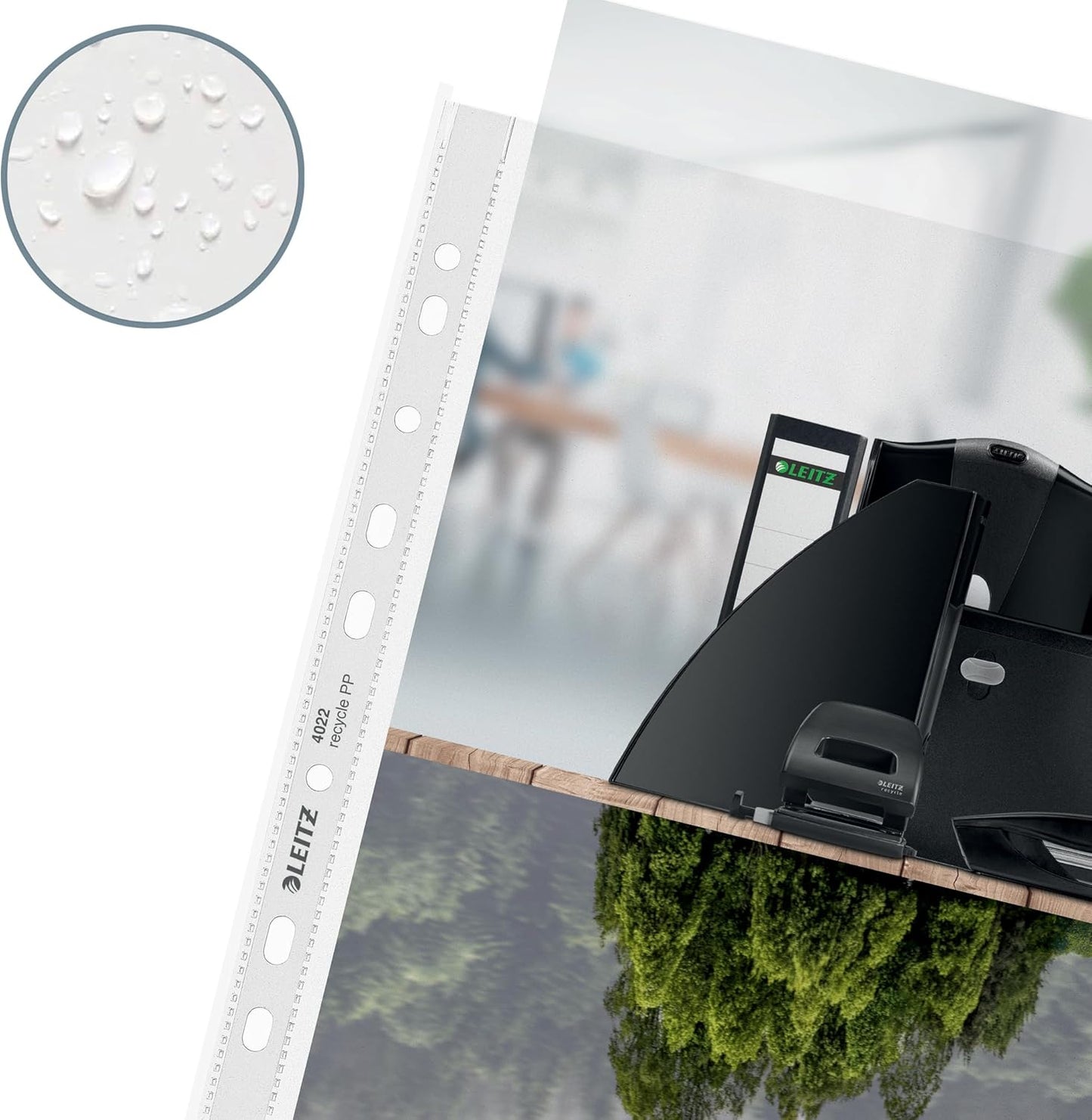 LEITZ Pochette perforée Recycle, A4, PP, grainé, 0,07 mm - Cartouchify