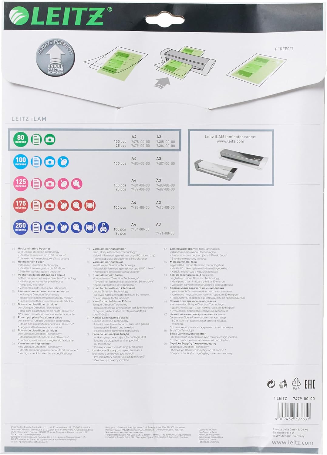 LEITZ Pochette de plastification iLAM, A4, brillant - Cartouchify
