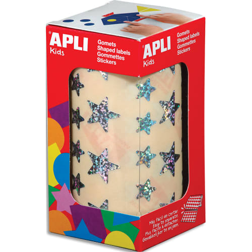 APLI kids Gommettes "Etoile", en rouleau, argent Holographie