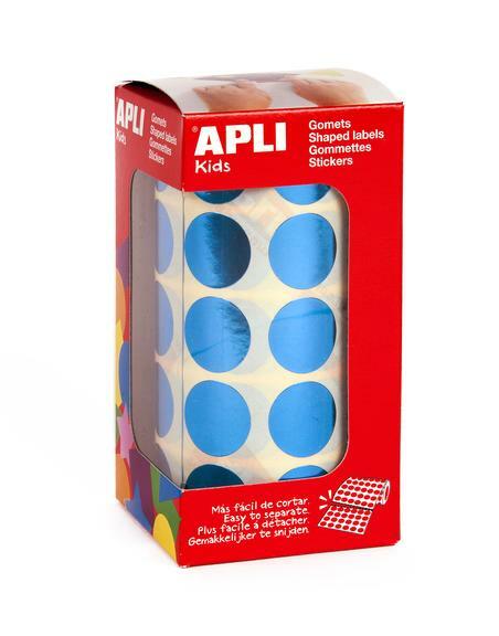 APLI kids Gommettes "Rond" en rouleau, bleu métallisé