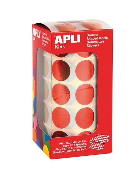 APLI kids Gommettes "Rond" en rouleau, rouge métallisé