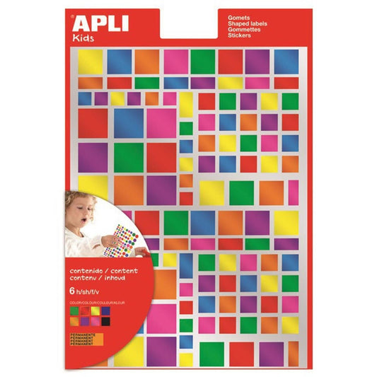 APLI kids Gommettes "Carré" couleurs métallisées, assorti