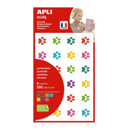 APLI kids Gommettes "Empreintes de chat", en sachet