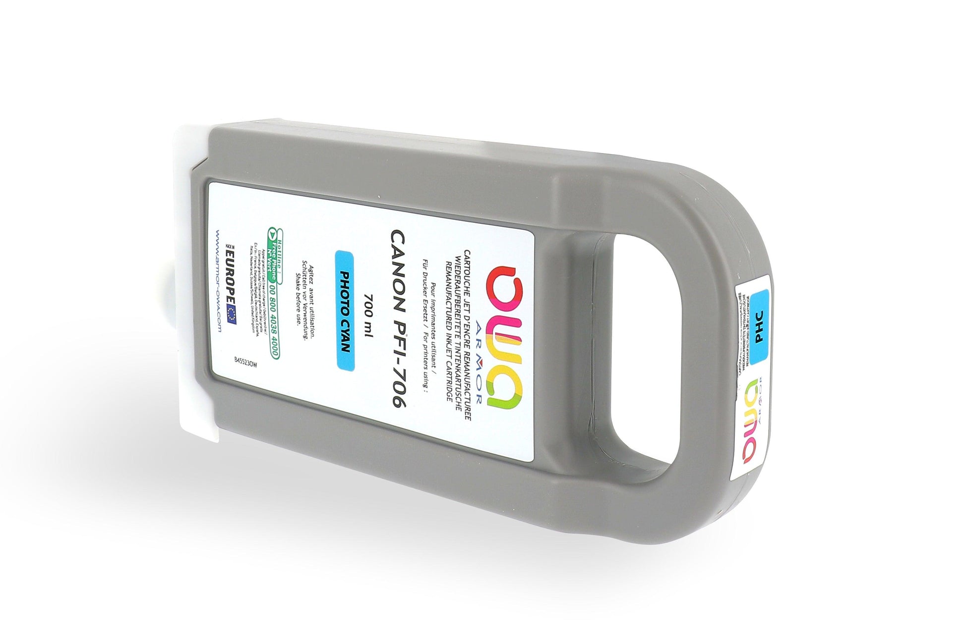 CANON PFI-706 - cartouche d'encre traceur remanufacturée OWA pour CANON - Cyan Clair - Cartouchify