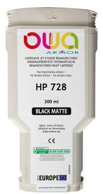 HP 728 - cartouche d'encre traceur remanufacturée OWA pour HP - Noir Mat - Cartouchify