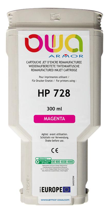 HP 728 - cartouche d'encre traceur remanufacturée OWA pour HP - Magenta - Cartouchify