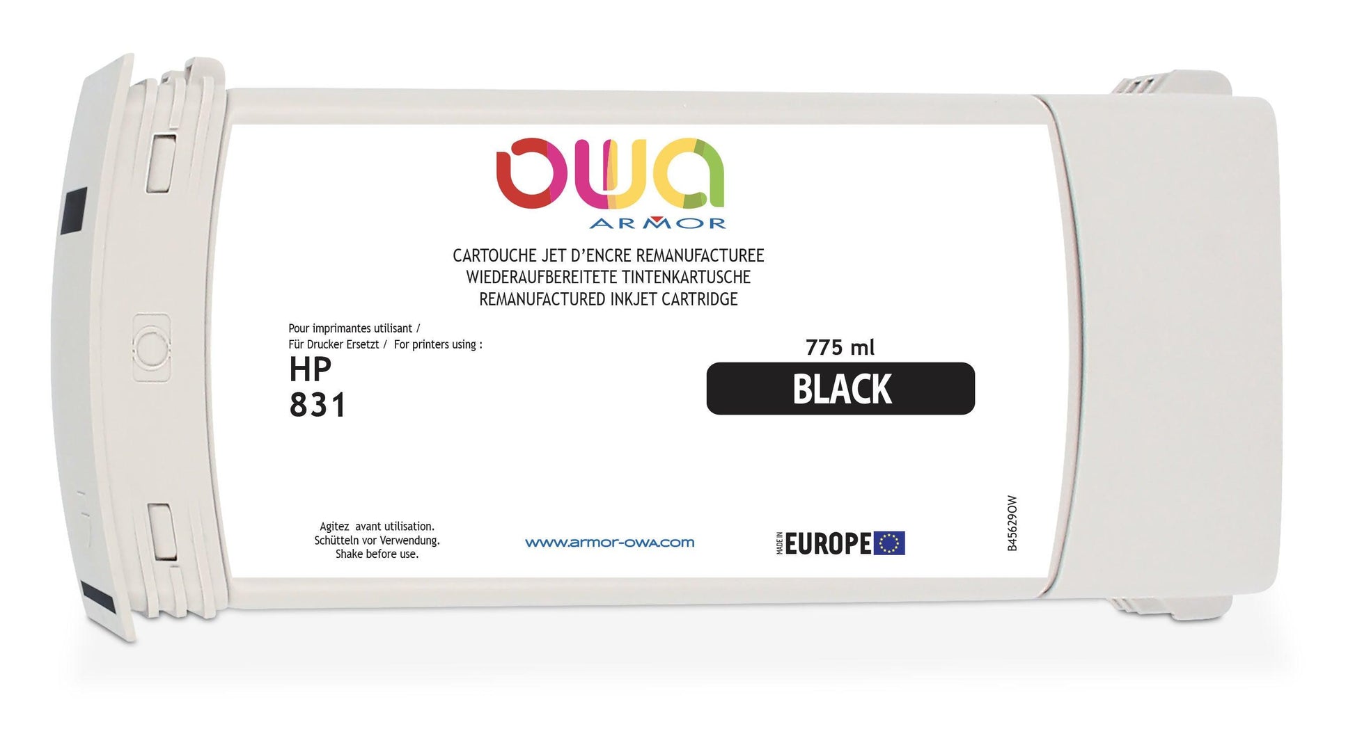 HP 831 - cartouche d'encre traceur remanufacturée OWA pour HP - Noir - Cartouchify