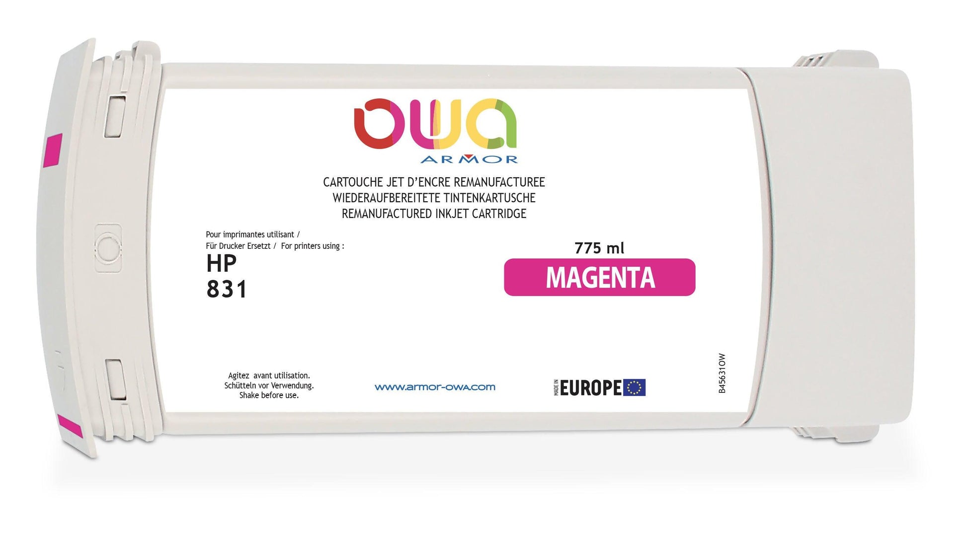 HP 831 - cartouche d'encre traceur remanufacturée OWA pour HP - Magenta - Cartouchify