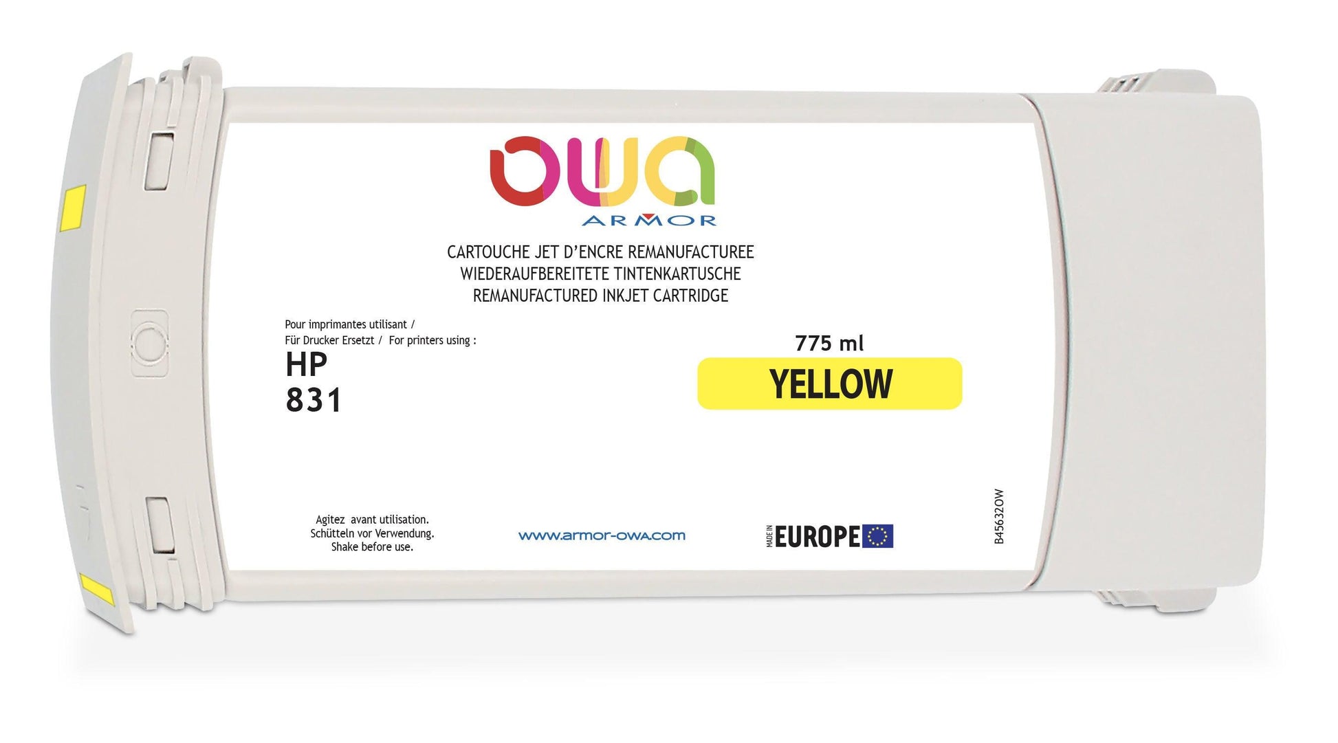 HP 831 - cartouche d'encre traceur remanufacturée OWA pour HP - Jaune - Cartouchify