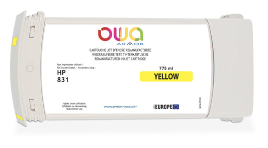 HP 831 - cartouche d'encre traceur remanufacturée OWA pour HP - Jaune - Cartouchify