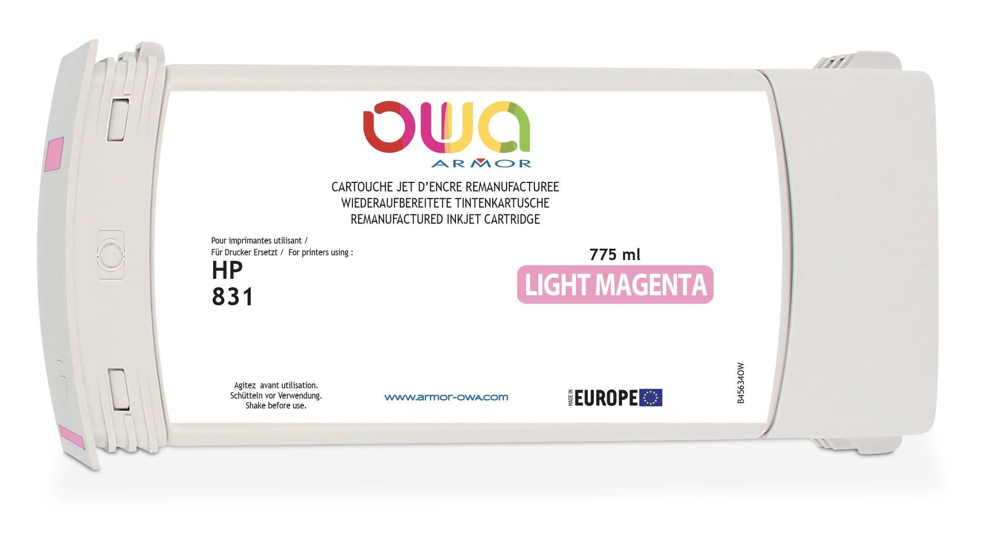 HP 831 - cartouche d'encre traceur remanufacturée OWA pour HP - Magenta Clair - Cartouchify