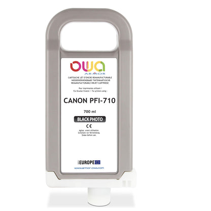 CANON PFI-710 - cartouche d'encre traceur remanufacturable OWA pour CANON - Noir Photo - Cartouchify