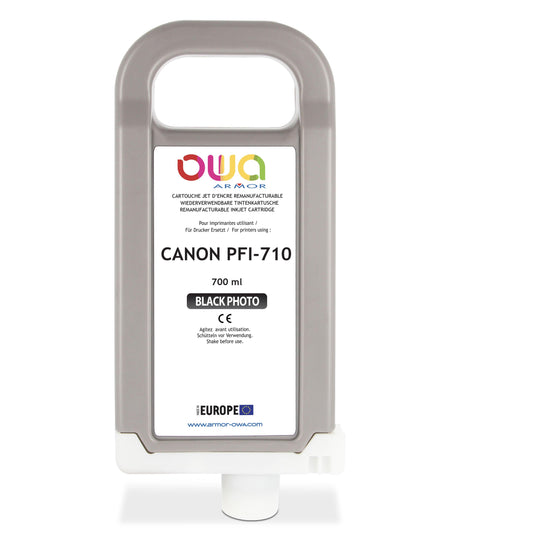 CANON PFI-710 - cartouche d'encre traceur remanufacturable OWA pour CANON - Noir Photo - Cartouchify