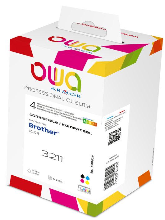 Pack4 - BROTHER LC-3211 - cartouches d'encre remanufacturées OWA pour BROTHER - 1x Noir 1x Cyan 1x Magenta 1x Jaune - Cartouchify