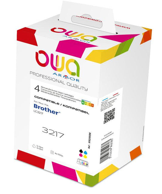 Pack4 - BROTHER LC-3217 - cartouches d'encre remanufacturées OWA pour BROTHER - 1x Noir 1x Cyan 1x Magenta 1x Jaune - Cartouchify