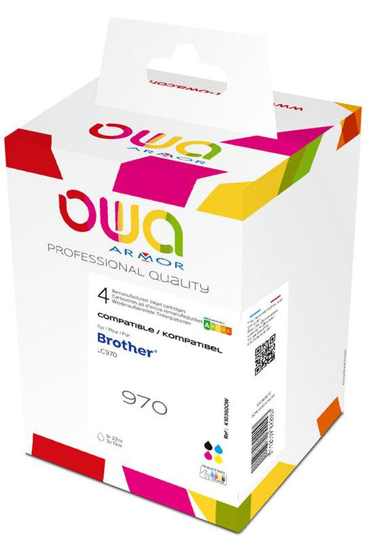 Pack4 - BROTHER LC970 - cartouches d'encre remanufacturées OWA pour BROTHER - 1x Noir 1x Cyan 1x Magenta 1x Jaune - Cartouchify