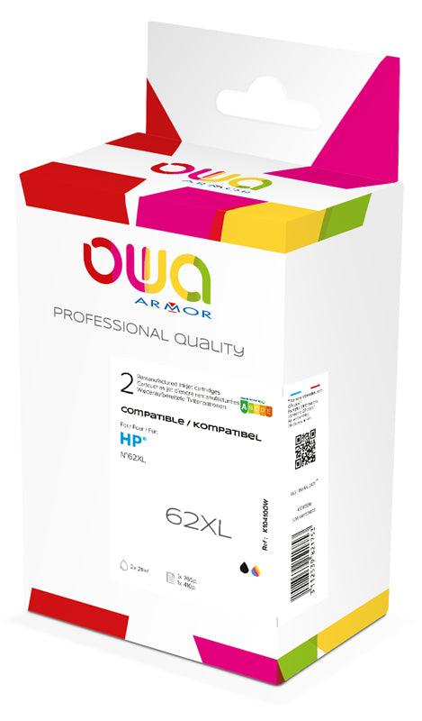 Pack2 - HP 62XL - cartouches d'encre remanufacturées OWA pour HP - haute capacité - 1x Noir 1x 3 Couleurs - Cartouchify