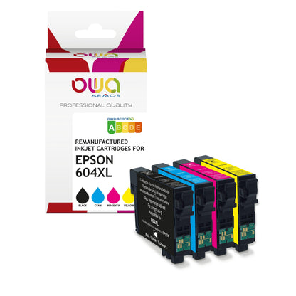 Pack4 - EPSON 604XL - cartouches d'encre remanufacturées OWA - haute capacité - 1x Noir 1x Cyan 1x Magenta 1x Jaune - Cartouchify