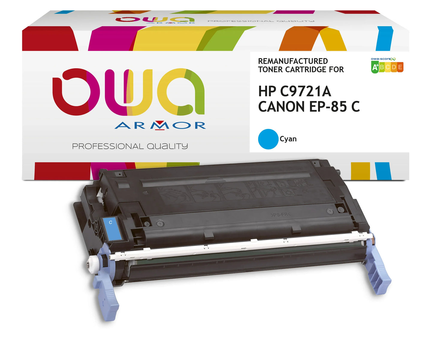 HP C9721A, CANON EP-85 C - toner remanufacturé OWA pour HP et CANON - Cyan - Cartouchify