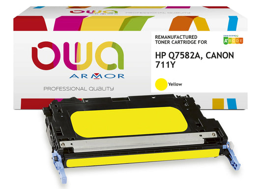 HP Q7582A, CANON 711Y - toner remanufacturé OWA pour HP et CANON - Jaune - Cartouchify