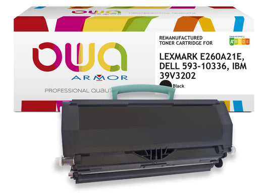 LEXMARK E260A21E, DELL 593-10336, IBM 39V3202, 39V3713, OLIVETTI B0960 - Cartouche laser compatible - Noir - Cartouchify