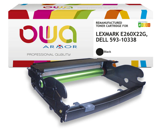 LEXMARK E260X22G, DELL 593-10338 - tambour remanufacturé OWA - Noir - Cartouchify