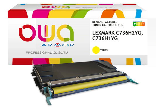 LEXMARK C736H1YG, LEXMARK C736H2YG - Cartouche laser compatible - haute capacité - Jaune - Cartouchify