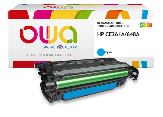 HP CE261A - toner remanufacturé OWA pour HP - Cyan - Cartouchify