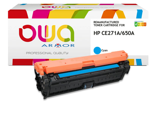 HP CE271A - toner remanufacturé OWA pour HP - Cyan - Cartouchify