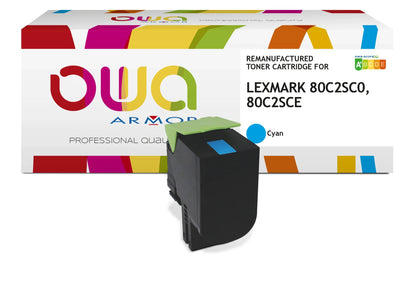 LEXMARK 80C2SCE, LEXMARK 80C2SC0 - Cartouche laser compatible - Cyan - Cartouchify
