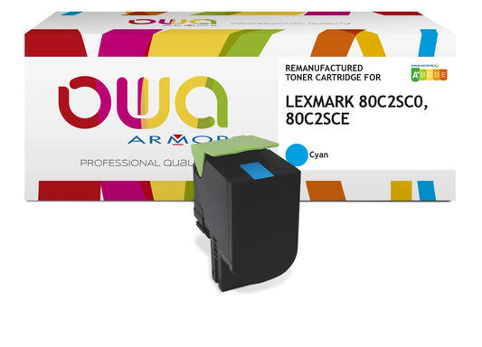 LEXMARK 80C2SCE, LEXMARK 80C2SC0 - Cartouche laser compatible - Cyan - Cartouchify
