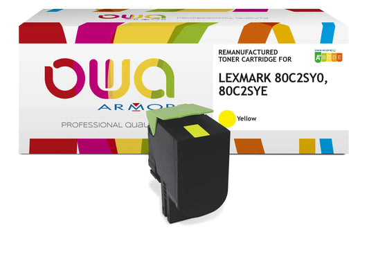 LEXMARK 80C2SYE, LEXMARK 80C2SY0 - Cartouche laser compatible - Jaune - Cartouchify