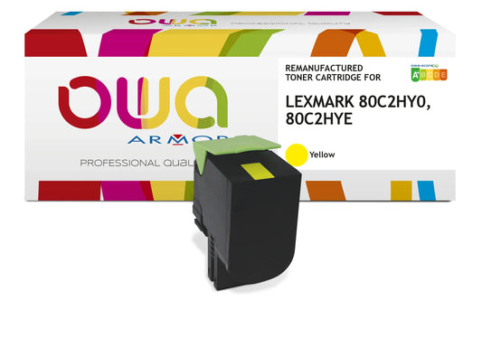 LEXMARK 80C2HYE, LEXMARK 80C2HY0 - Cartouche laser compatible - haute capacité - Jaune - Cartouchify