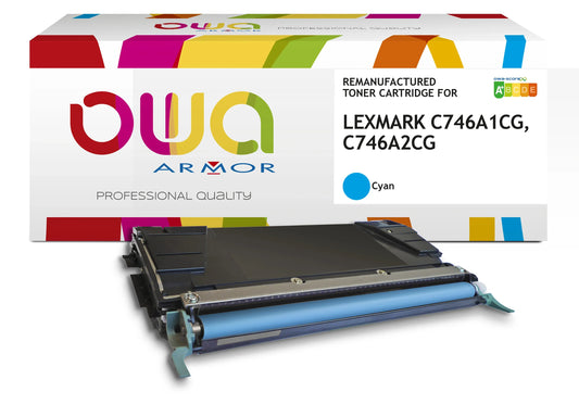 LEXMARK C746A2CG, LEXMARK C746A1CG - Cartouche laser compatible - Cyan - Cartouchify