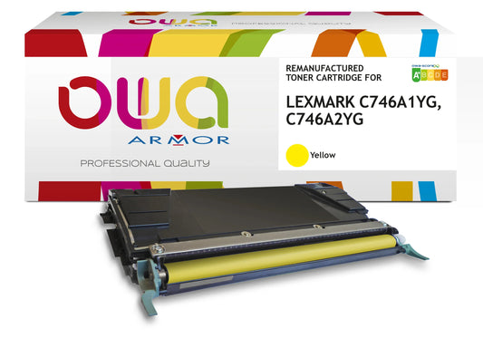 LEXMARK C746A1YG, LEXMARK C746A2YG - Cartouche laser compatible - Jaune - Cartouchify