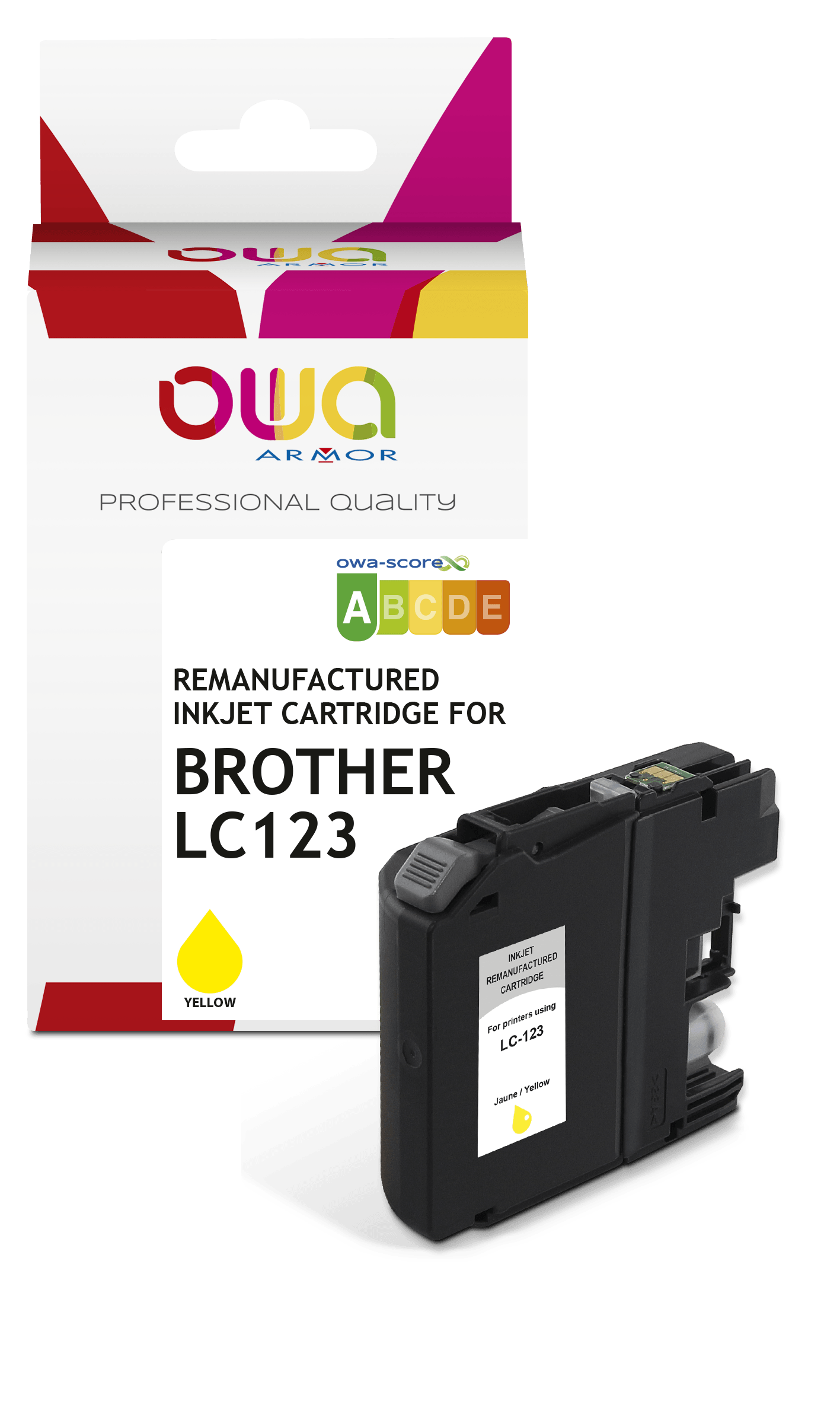 BROTHER LC123 - cartouche d'encre remanufacturée OWA pour BROTHER - Jaune - Cartouchify