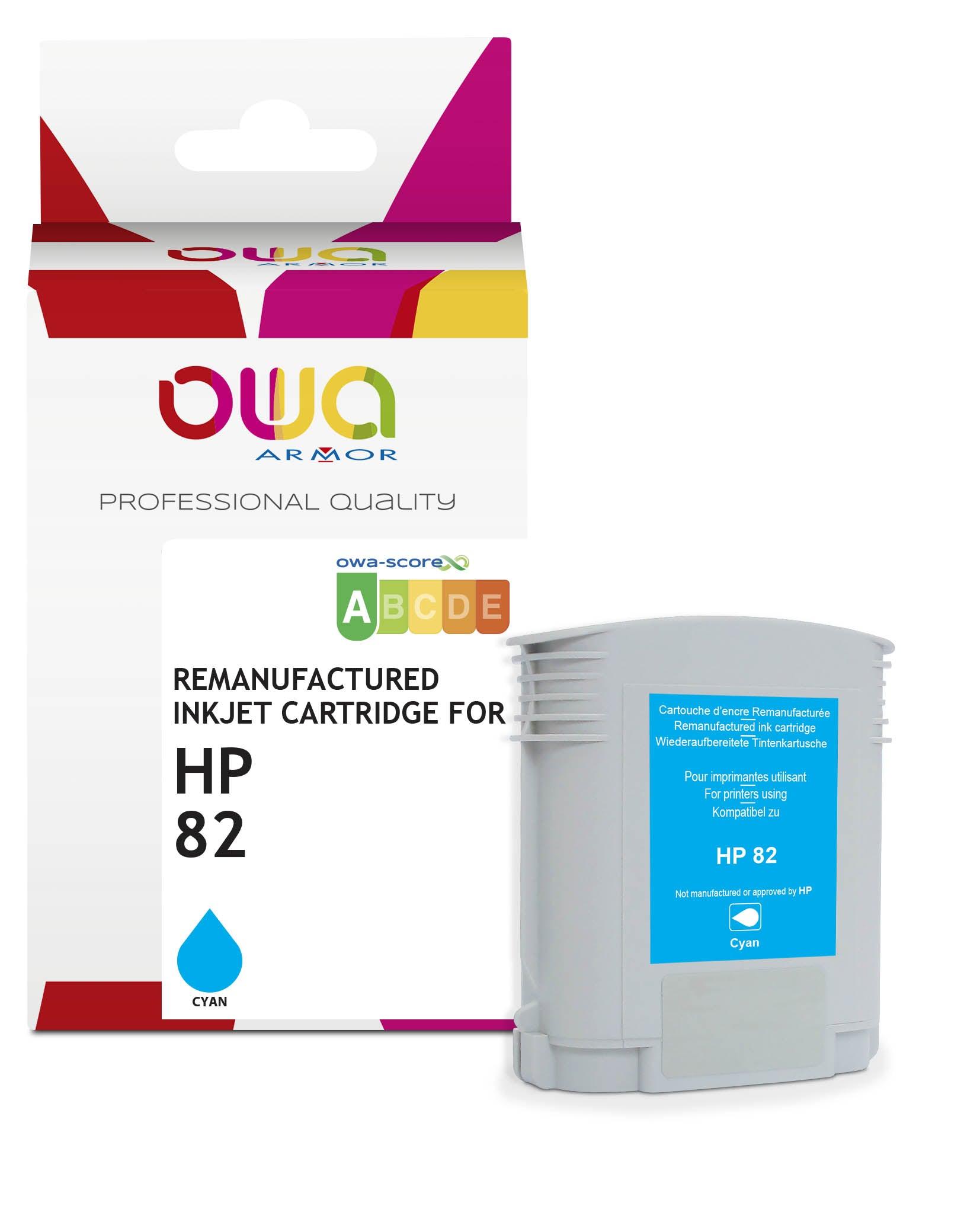 HP 82 C4911A - cartouche d'encre traceur remanufacturée OWA pour HP - Cyan - Cartouchify