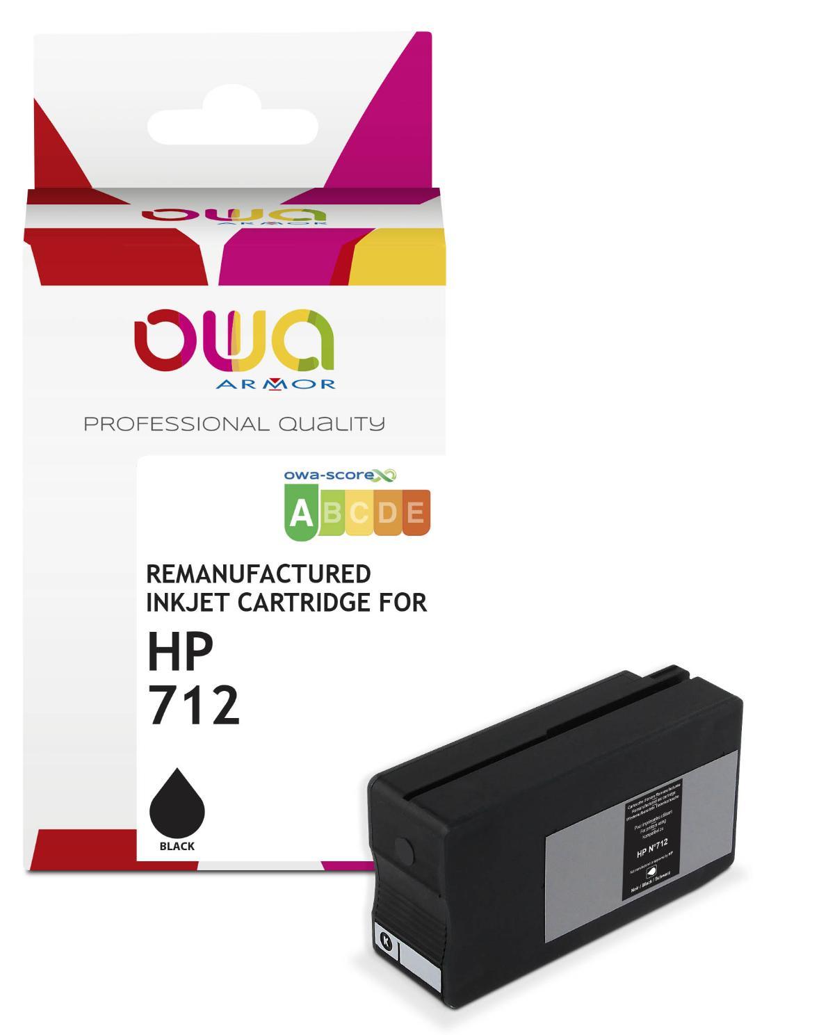 Image du hp 712 - cartouche d'encre traceur remanufacturée owa pour hp - noir