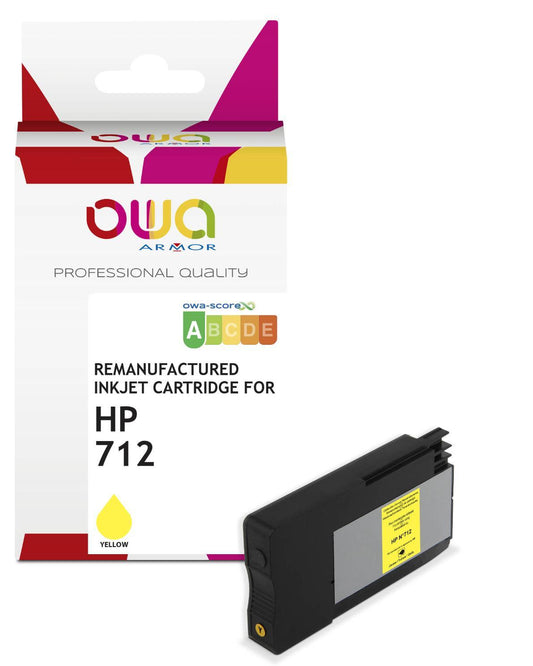 HP 712 - cartouche d'encre traceur remanufacturée OWA pour HP - Jaune - Cartouchify