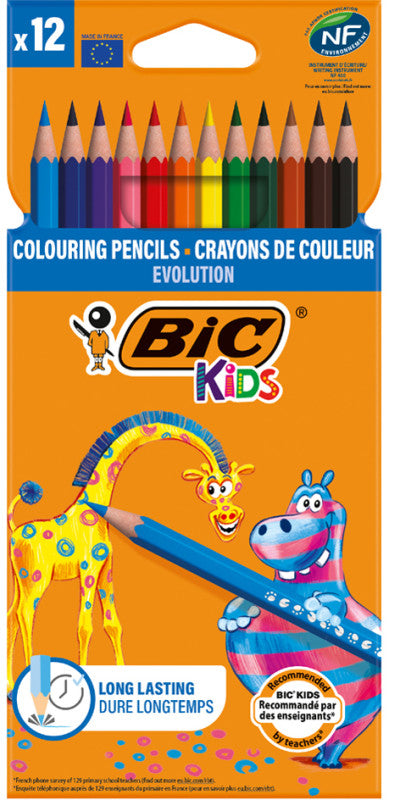 BIC KIDS Crayon de couleur Evolution ecolutions, étui de 12 - Cartouchify