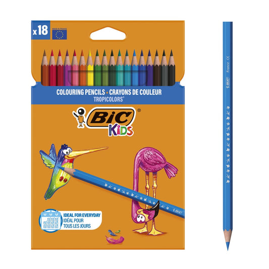 BIC KIDS Crayons de couleur Tropicolors , étui carton de 18