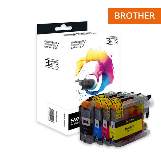 Cartouche Switch pour Brother LC223 BK Pack 4 Couleurs