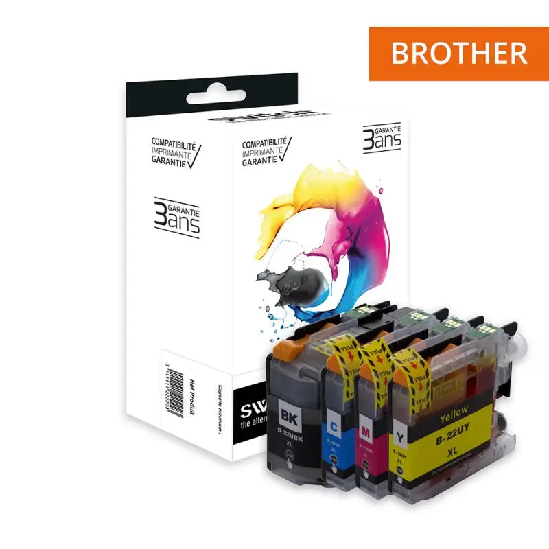 Brother 22U Cartouche Pack 4 Couleurs compatible équivalent à LC22U · Switch