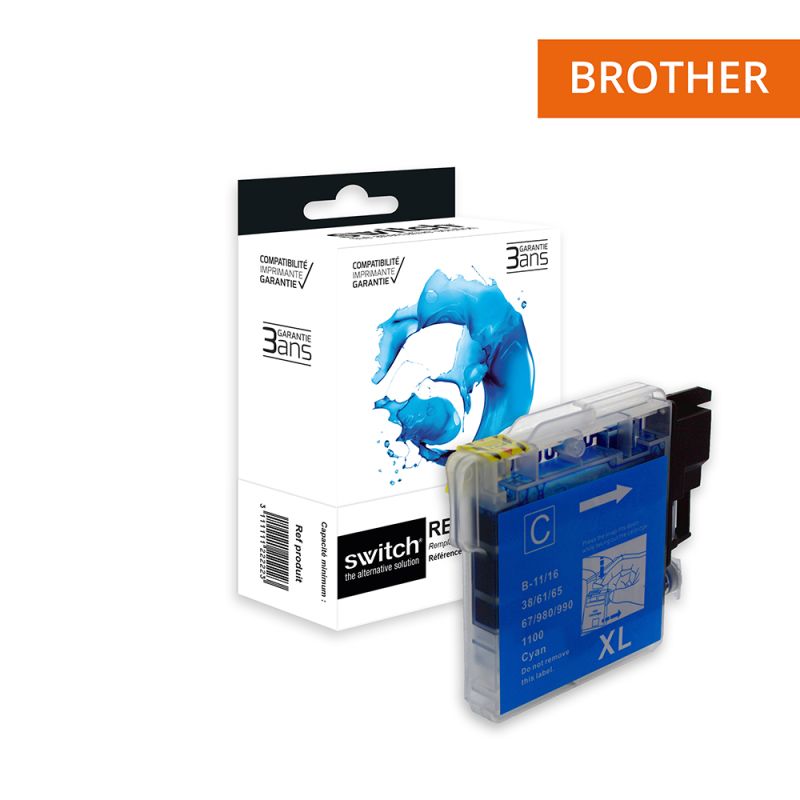 Cartouche Switch pour Brother LC980 - LC1100 C Cyan