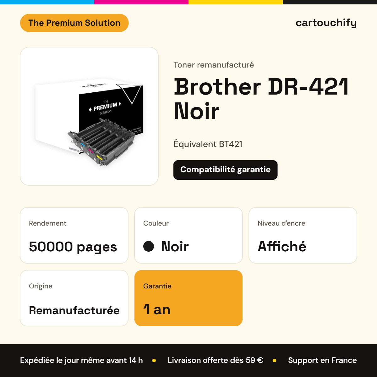 Brother DR-421 Toner Noir remanufacturé : caractéristiques