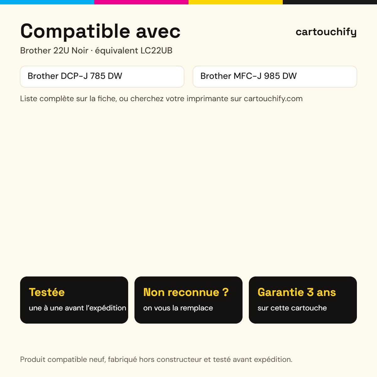 Imprimantes compatibles avec Brother 22U Cartouche Noir compatible équivalent à LC22UB · Switch