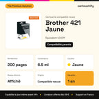 Brother 421 Jaune The Premium Solution : rendement 200 pages, 6.5 ml, garantie 1 an
