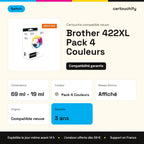 Brother 422XL Pack 4 Couleurs Switch : 69 ml - 19 ml, garantie 3 ans