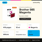 Brother 985 Cartouche Magenta compatible équivalent à LC985M · Switch : caractéristiques